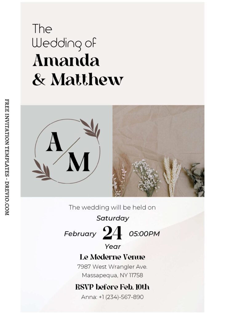 (Free Editable PDF) Floral Statement Wedding Invitation Templates with greenery wreath