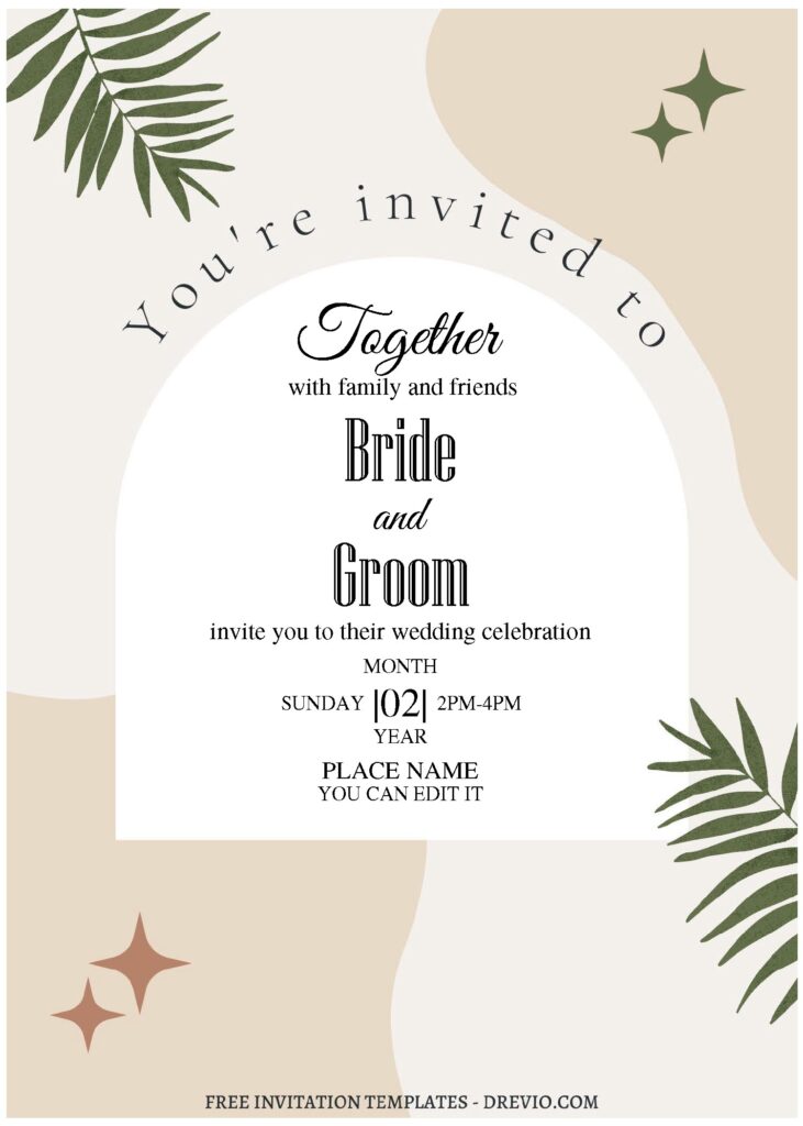 (Free Editable PDF) Dreamy Spring Inspired Wedding Invitation Templates with greenery leaves