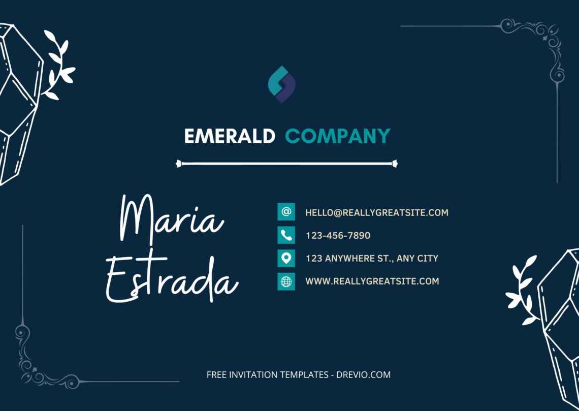 Oceanic Emerald Business Card Templates - Editable Canva Templates Diamond Front