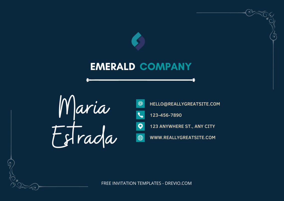 Oceanic Emerald Business Card Templates - Editable Canva Templates Plain Front