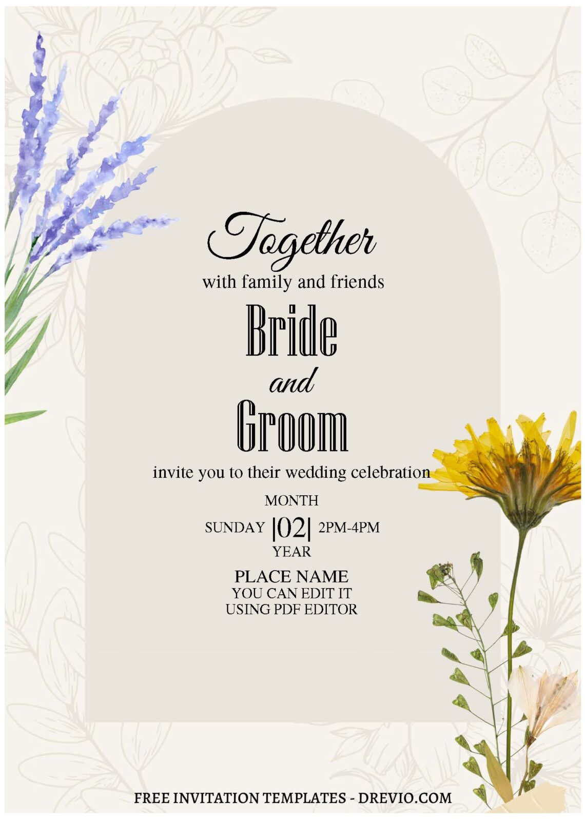 (Free Editable PDF) Whimsical Spring Garden Wedding Invitation Templates with purple azalea