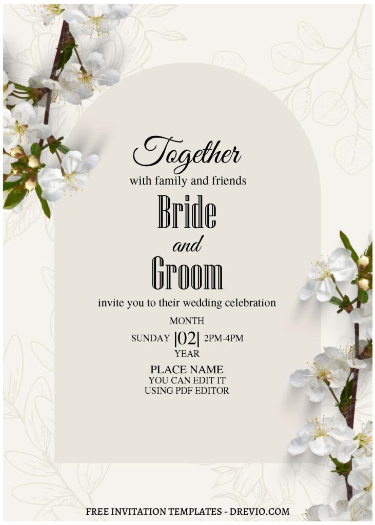 (Free Editable PDF) Whimsical Spring Garden Wedding Invitation Templates with stunning stargazer lily