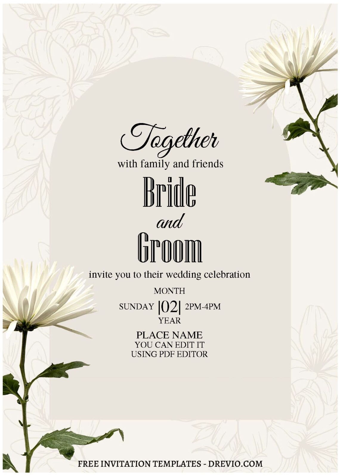 (Free Editable PDF) Whimsical Spring Garden Wedding Invitation Templates with white floral