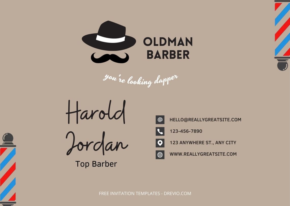Retro Barbershop Business Card Templates - Editable Canva Templates Pipe Front