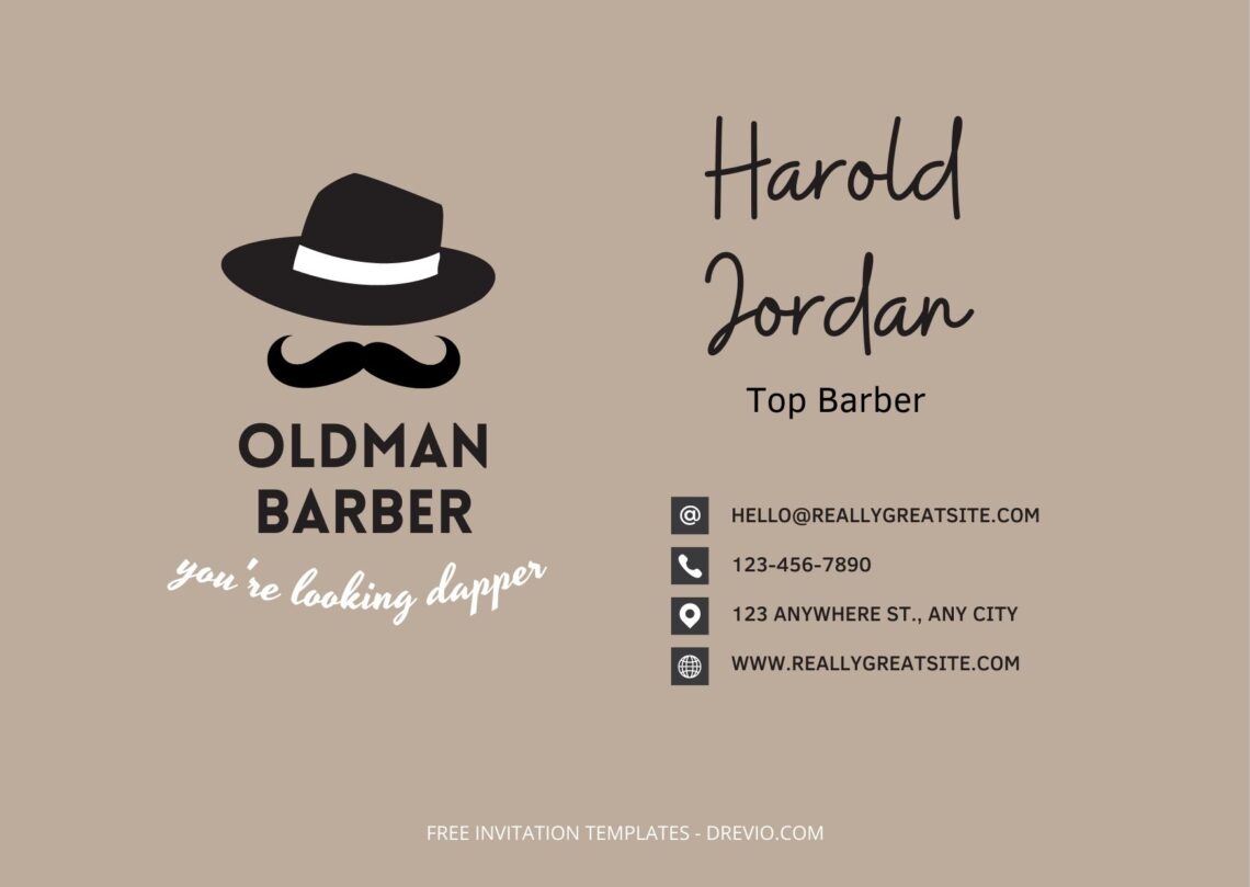 Retro Barbershop Business Card Templates - Editable Canva Templates Old Scroll Front
