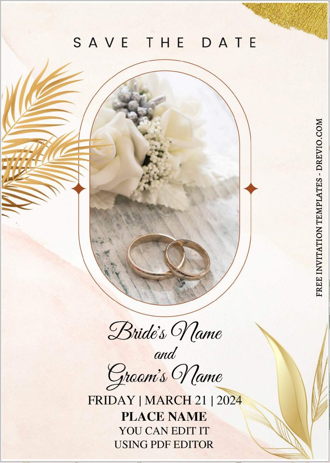 (Free Editable PDF) Aesthetic Botanical Wedding Invitation Templates with greenery palm leaves