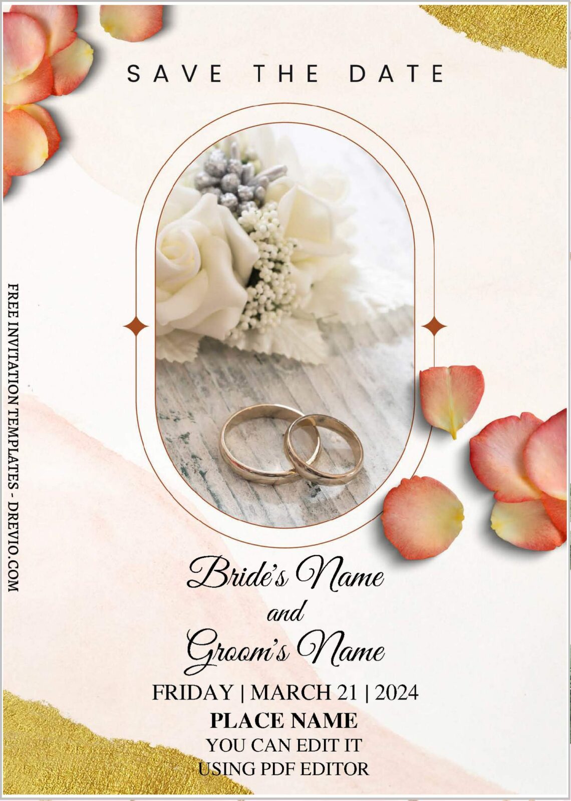 (Free Editable PDF) Aesthetic Botanical Wedding Invitation Templates with photo frame