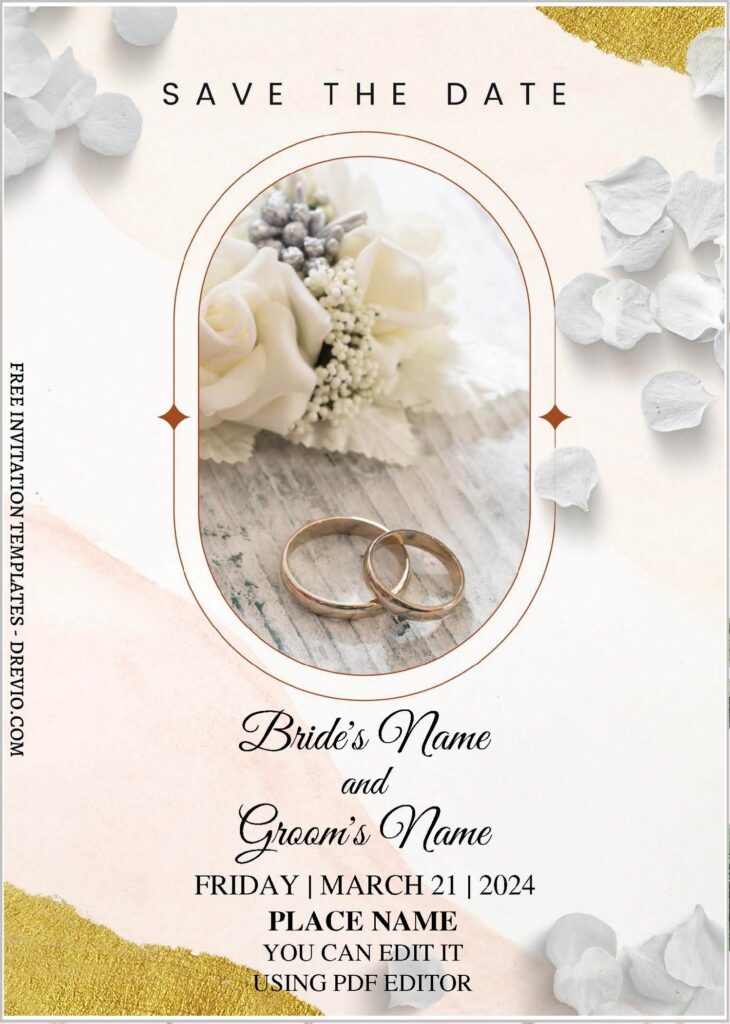 (Free Editable PDF) Aesthetic Botanical Wedding Invitation Templates with luscious flower petals