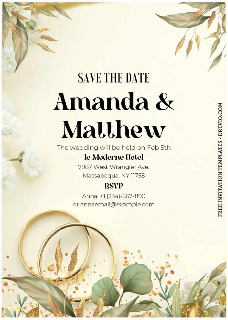 (Free Editable PDF) Modern Vows Wedding Invitation Templates - Drevio ...