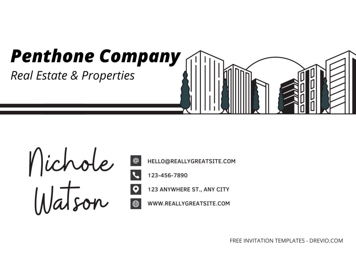 Simple Real Estate & Properties Business Card Templates - Editable Canva Templates Buildings Front