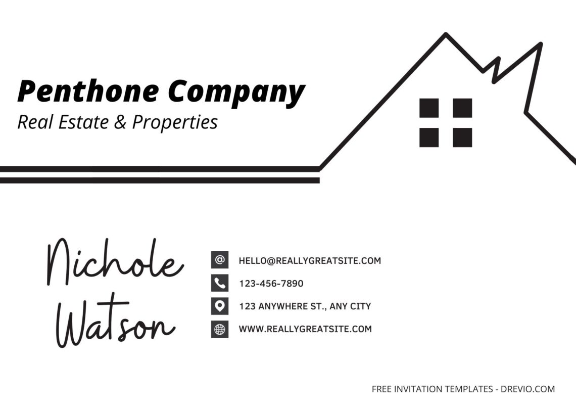 Simple Real Estate & Properties Business Card Templates - Editable Canva Templates House Front