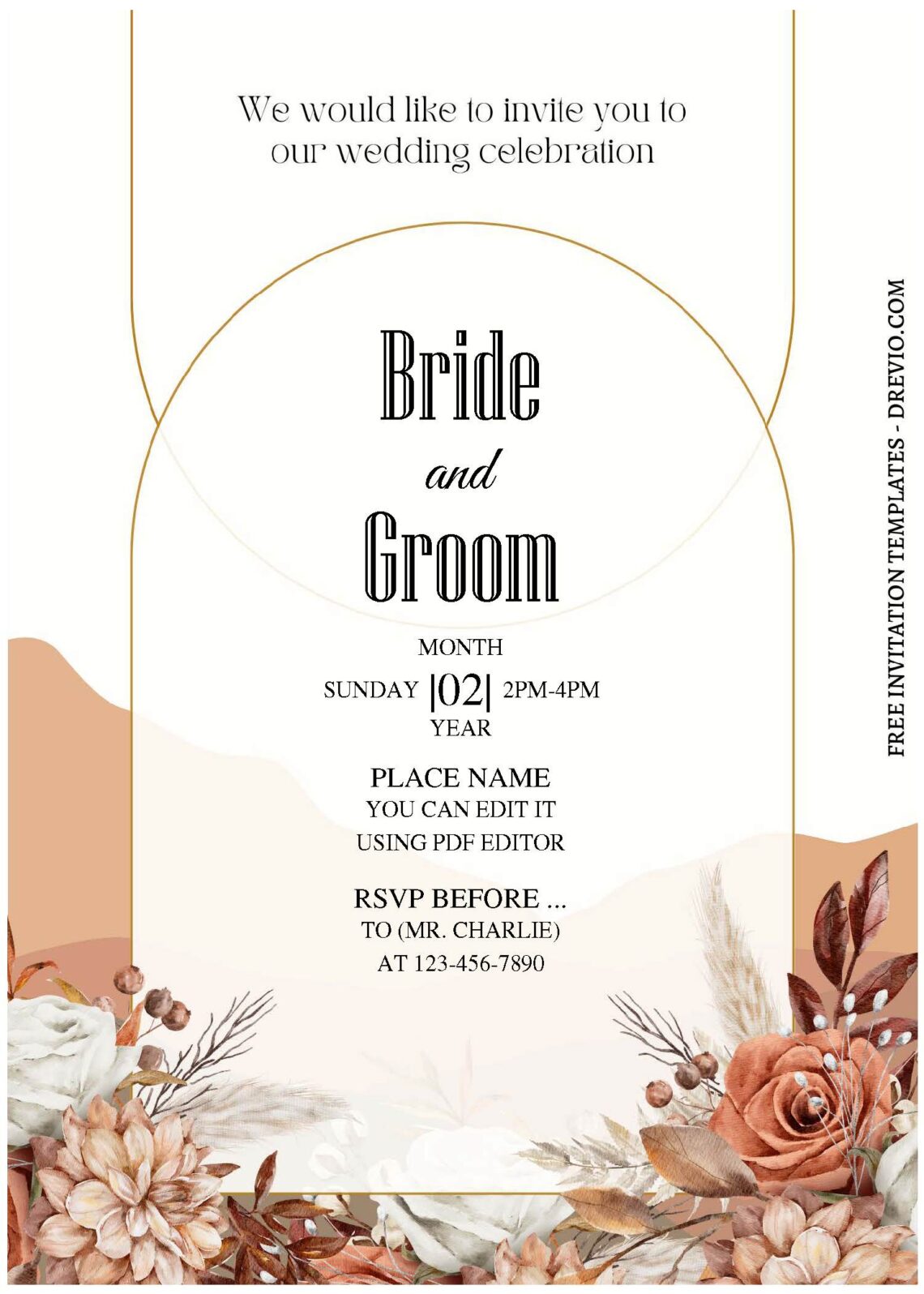 (Free Editable PDF) Luscious Garden Floral Wedding Invitation Templates with modern and edgy typefaces