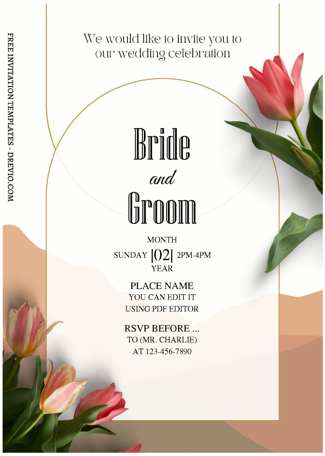 (Free Editable PDF) Luscious Garden Floral Wedding Invitation Templates with boho theme