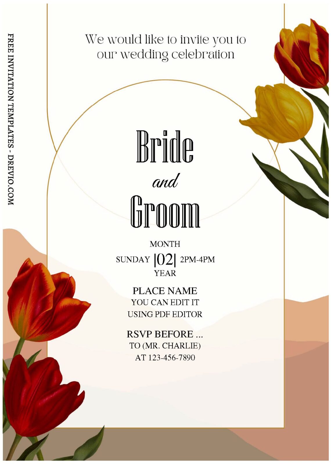 (Free Editable PDF) Luscious Garden Floral Wedding Invitation Templates with aesthetic modern boho background