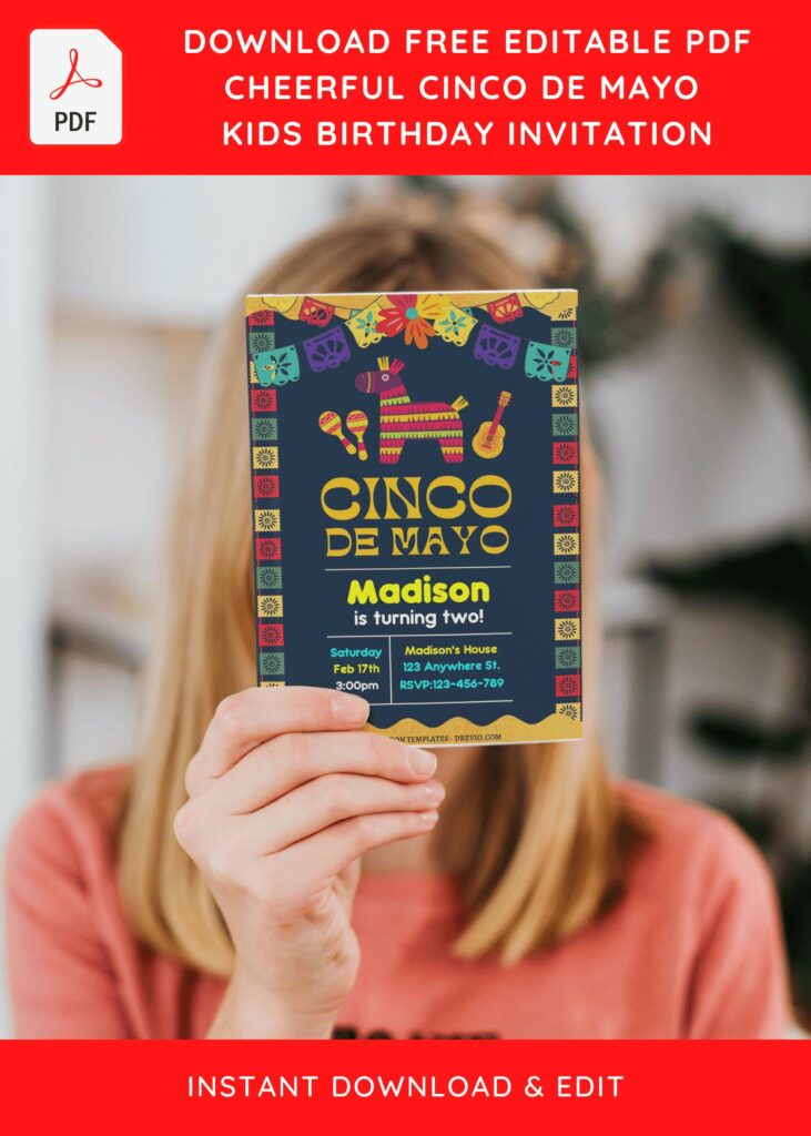 (Free Editable PDF) Colorful Fiesta Cinco De Mayo Birthday Invitation Templates J