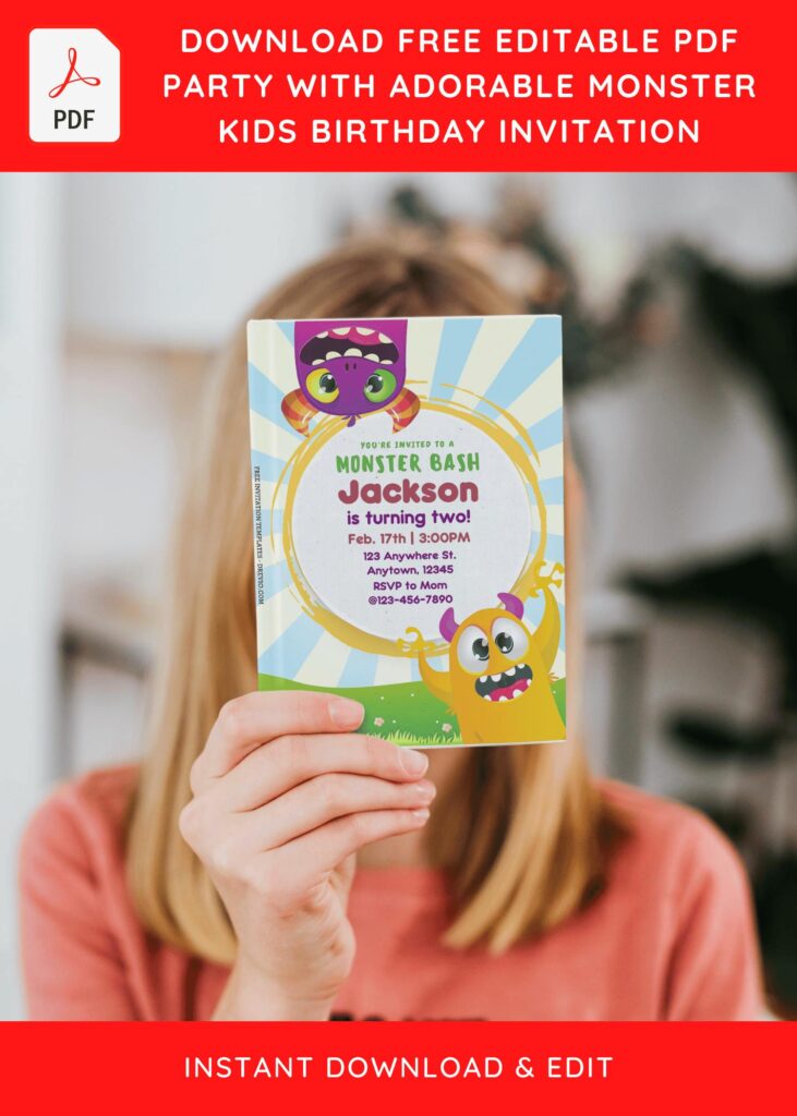 Invitation Template of (Free Editable PDF) Party With Adorable Monster Birthday Invitation Templates 10