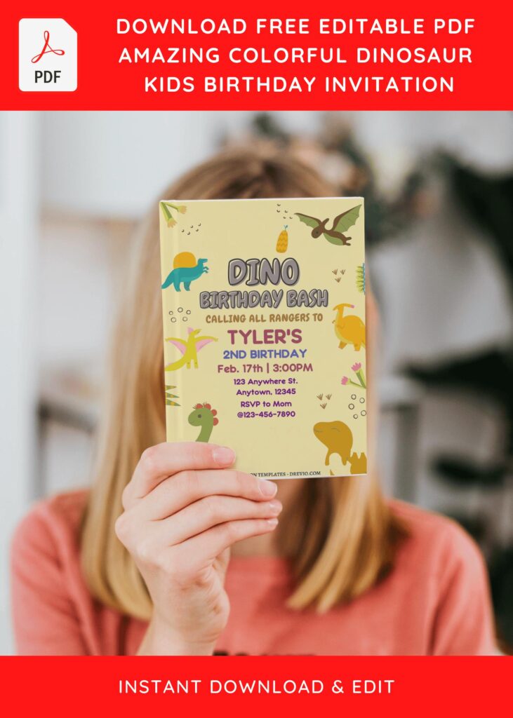 Invitation Template of (Free Editable PDF) Easy At-Home Dinosaur Birthday Invitation Templates 10