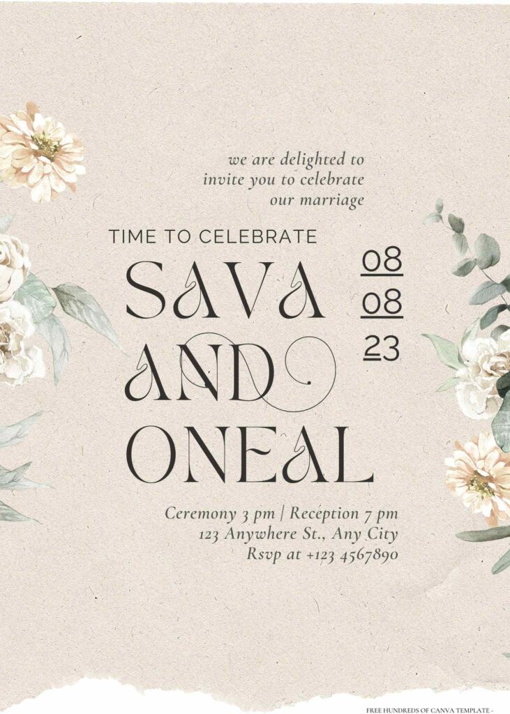 Free Editable Vintage Ripped Memo Paper Wedding Invitation