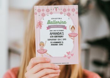 (Free Editable PDF) Pink Floral Ballerina Birthday Invitation Templates with adorable ballerinas