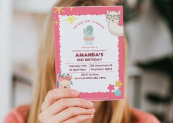 (Free Editable PDF) Baby Llama Birthday Invitation Templates