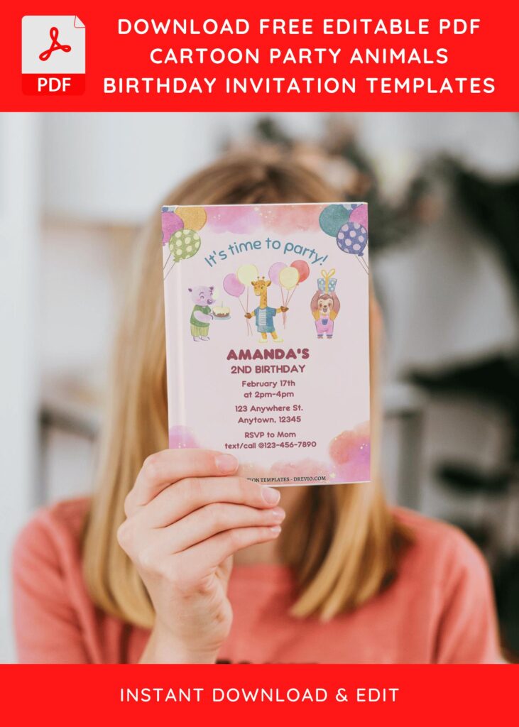 Invitation Template of (Free Editable PDF) Party Animals Kids Birthday Invitation Templates 10