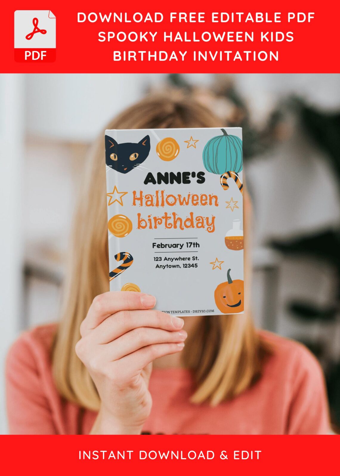 (Free Editable PDF) Spooky Halloween Kids Birthday Invitation Templates J