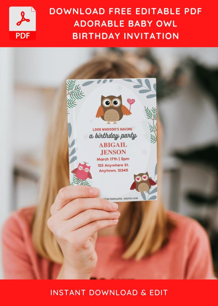 Invitation Template of (Free Editable PDF) Adorable Owl Birthday Invitation Templates 10