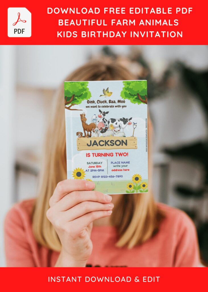 Invitation Template of (Free Editable PDF) Beautiful Farm Animals Birthday Invitation Templates 3