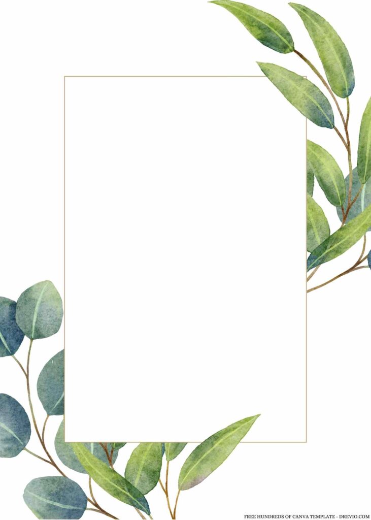 Invitation Template of 18+ Bouquet Eucalyptus Green Leaves Canva Wedding Invitation Templates 5