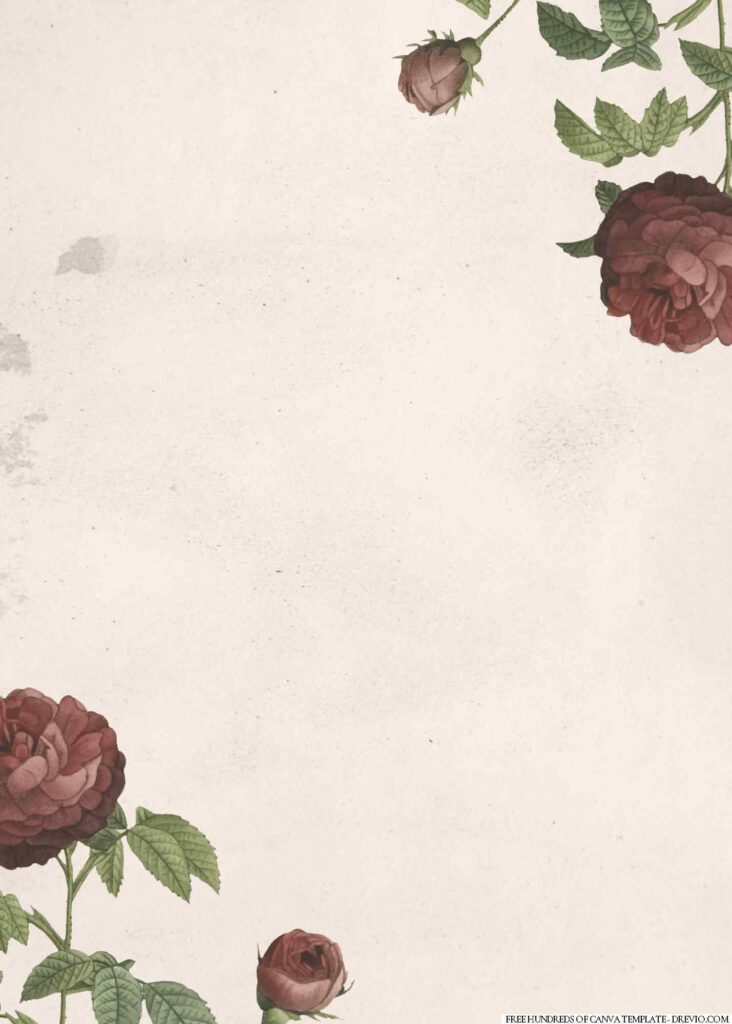 Invitation Template of 16+ Vintage Painting Flower Roses Canva Wedding Invitation Templates 5