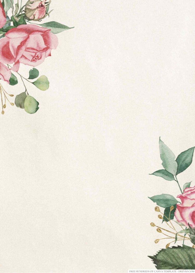 22+ Vintage Watercolor Rose Flower Canva Wedding Invitation Templates ...