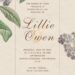 Free Editable Vintage White Floral Leaves Wedding Invitation