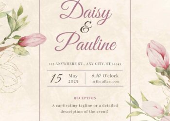 Free Editable Vintage Magnolia Branch Wedding Invitation