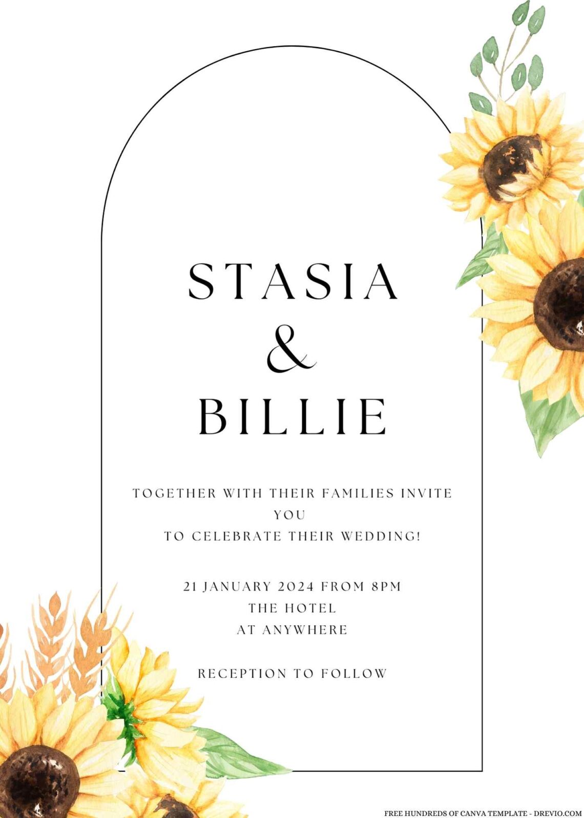 22+ Watercolor Sunflower Pastel Color Canva Wedding Invitation ...