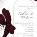 Free Editable Burgundy Red Flower Very Peri Wedding Invitation