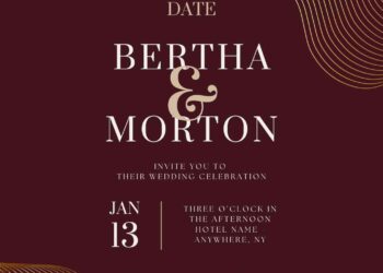 Free Editable Burgundy Blend Spirograph Wedding Invitation