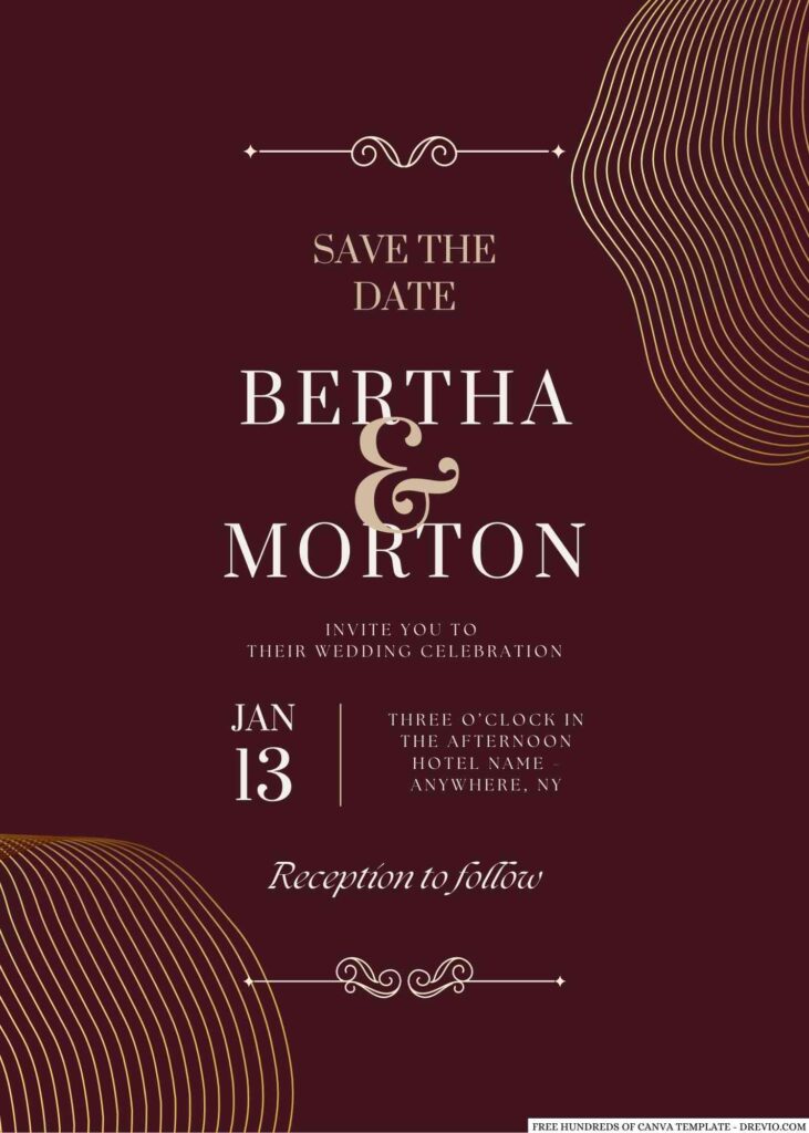 Free Editable Burgundy Blend Spirograph Wedding Invitation