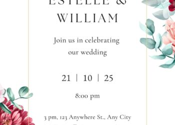Free Editable Watercolor Greenery Eucalyptus Wedding Invitation