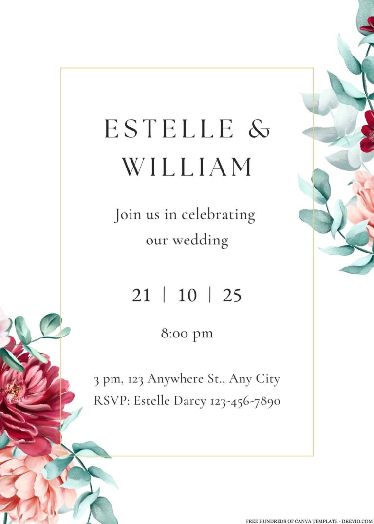 14+ Watercolor Greenery Eucalyptus Canva Wedding Invitation Templates ...