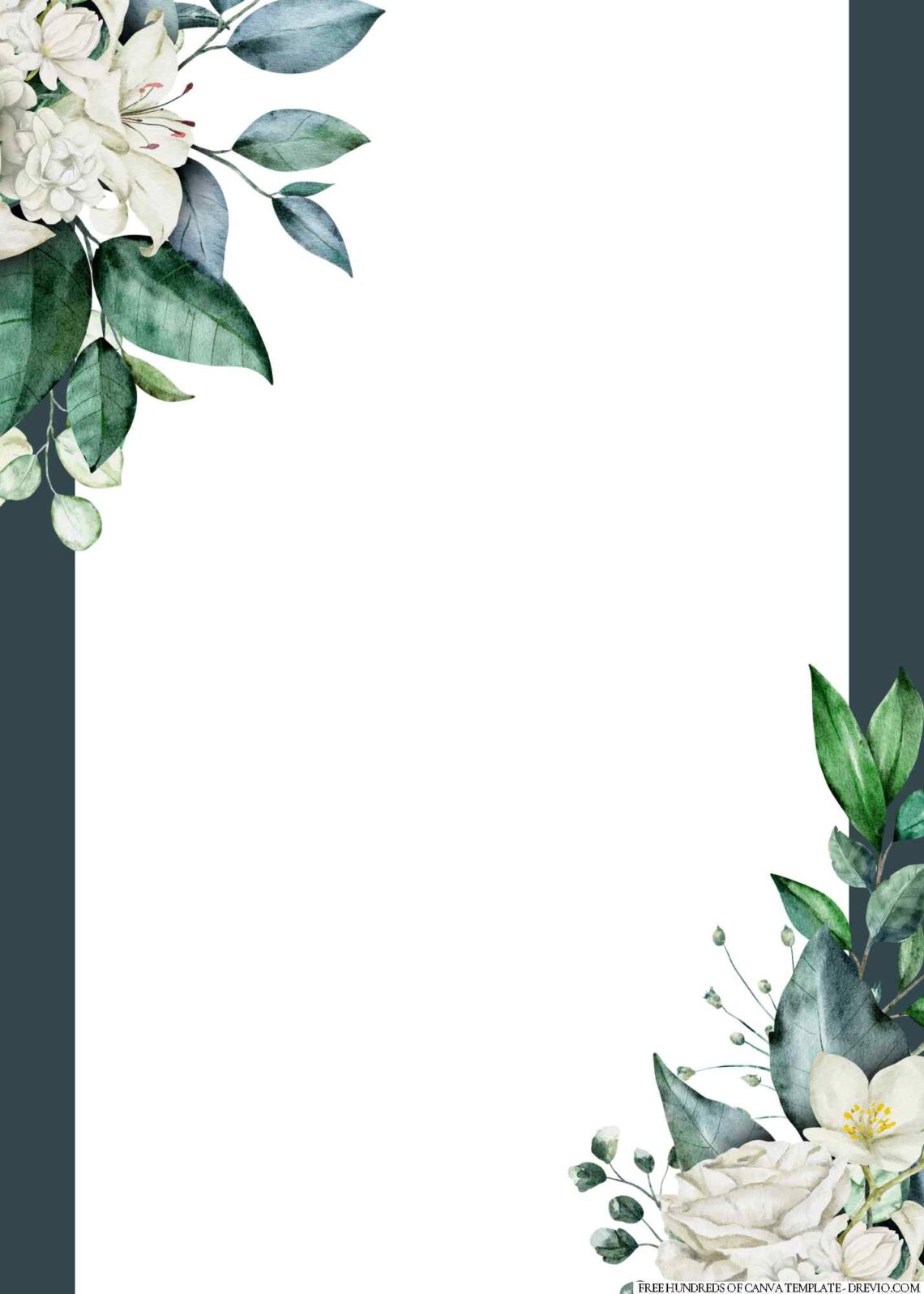 22+ Green Leaves White Roses Canva Wedding Invitation Templates ...