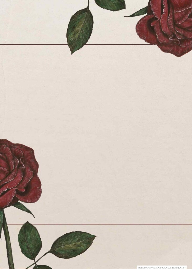 Invitation Template of 22+ Vintage Red Roses Floral Canva Wedding Invitation Templates 6