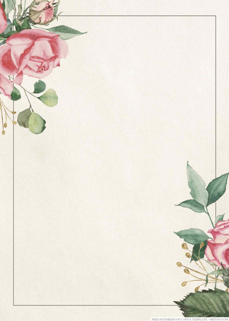 22+ Vintage Watercolor Rose Flower Canva Wedding Invitation Templates ...