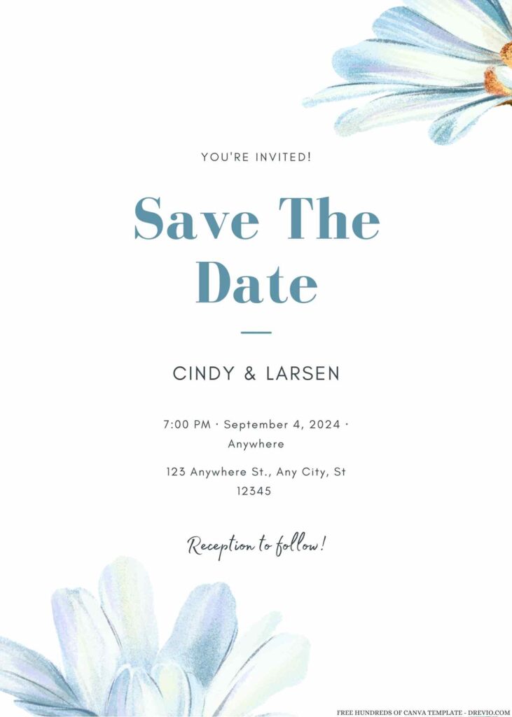 Free Editable Watercolor White Floral Wedding Invitation
