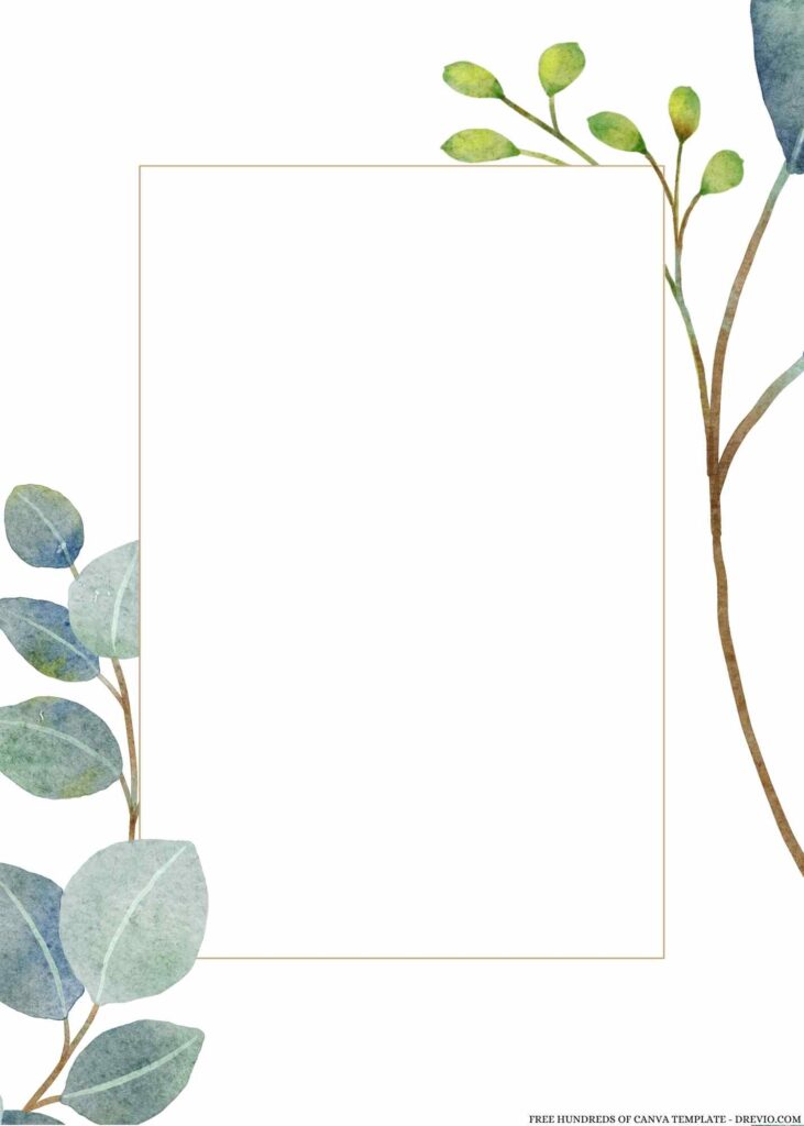 Invitation Template of 18+ Bouquet Eucalyptus Green Leaves Canva Wedding Invitation Templates 7