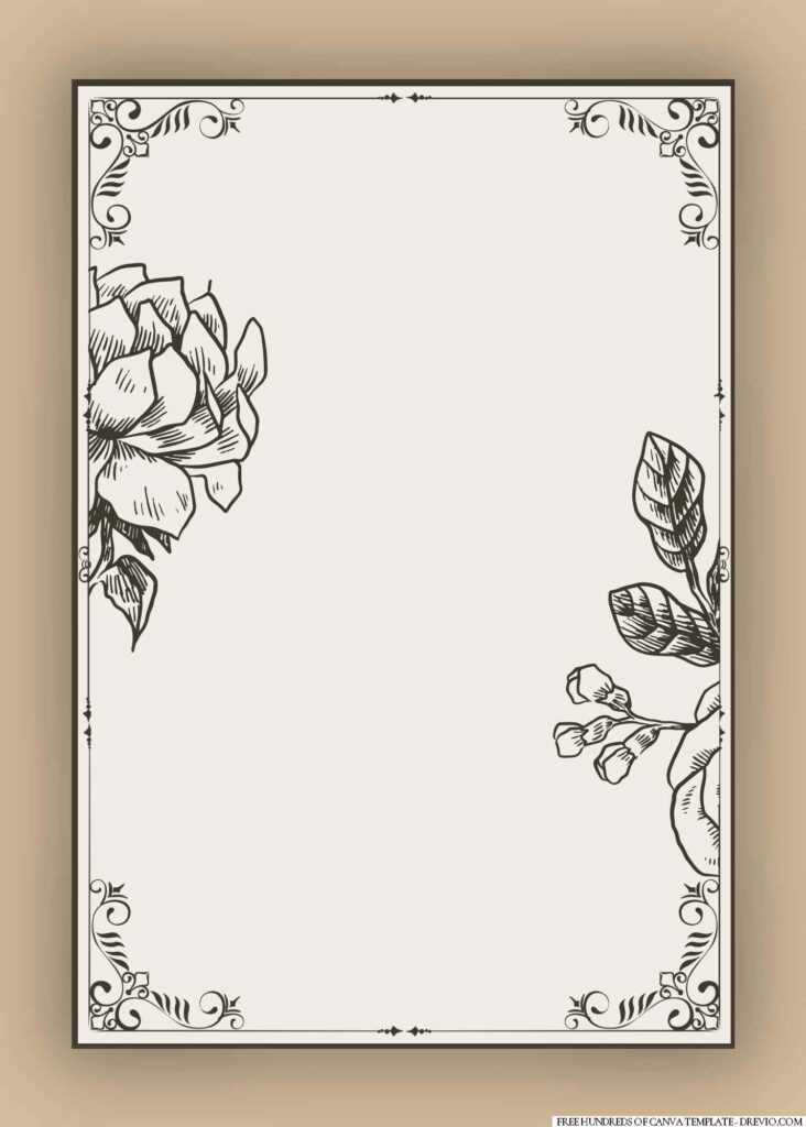 Invitation Template of 16+ Line Floral Border Frame Vintage Canva Wedding Invitation Templates 7