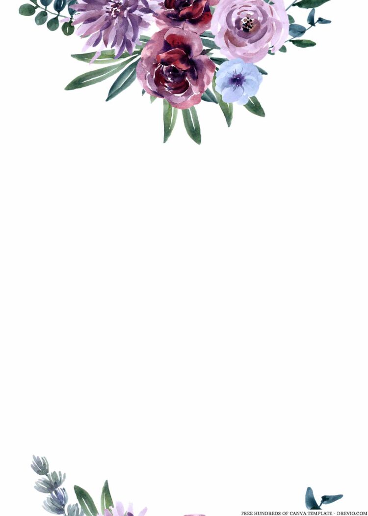20+ Watercolor Purple Blue Floral Canva Wedding Invitation Templates ...