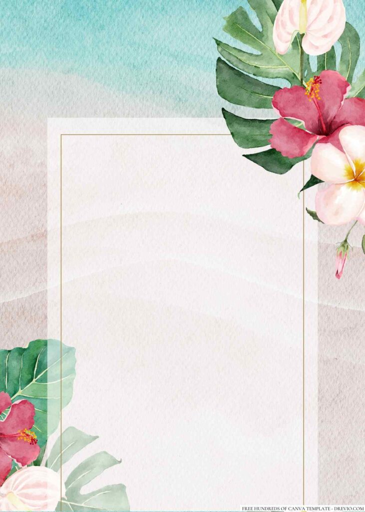 Invitation Template of 16+ Tropical Green White Watercolor Canva Wedding Invitation Templates 7