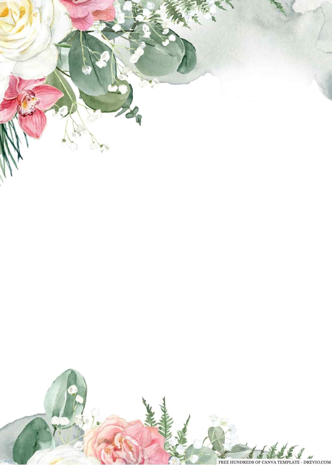 14+ Watercolor Boho Greenery Bouquet Canva Wedding Invitation Templates ...