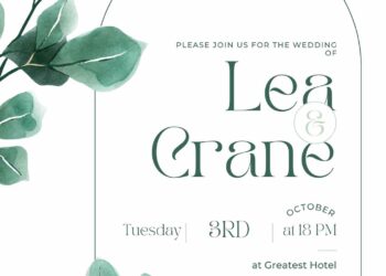 Watercolor Eucalyptus Greenery Canva Wedding Invitation Templates
