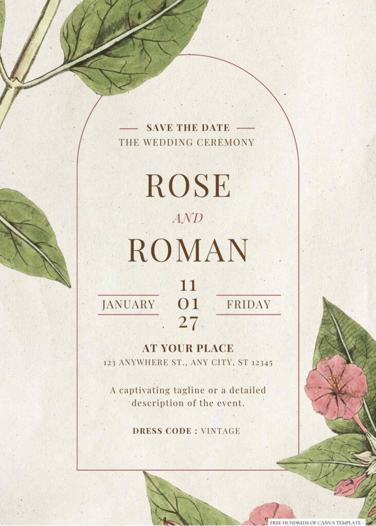 Free Editable Vintage Pink Pastel Floral Wedding Invitation